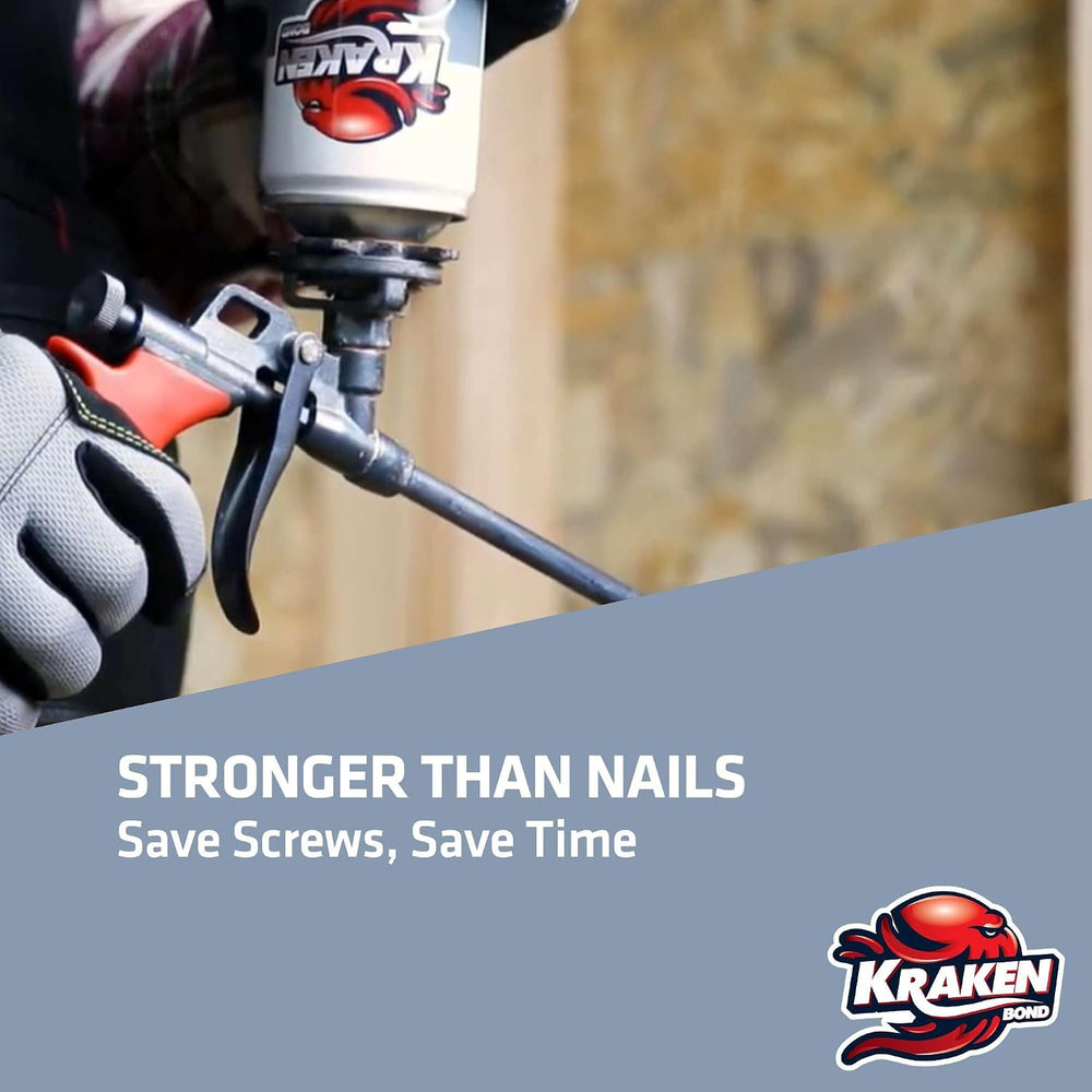 KRAKEN BOND Drywall & Panel Adhesive Foam - (1x24oz) Heavy-Duty, Fast-Cur...