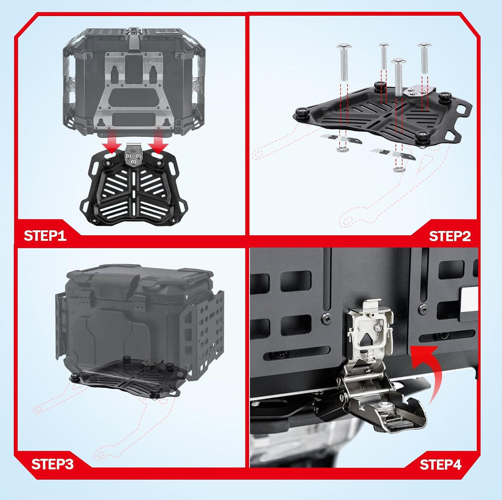 Motorcycle Top Case, 45L Universal Tail Box Motorbike Luggage Storage Trunk |...