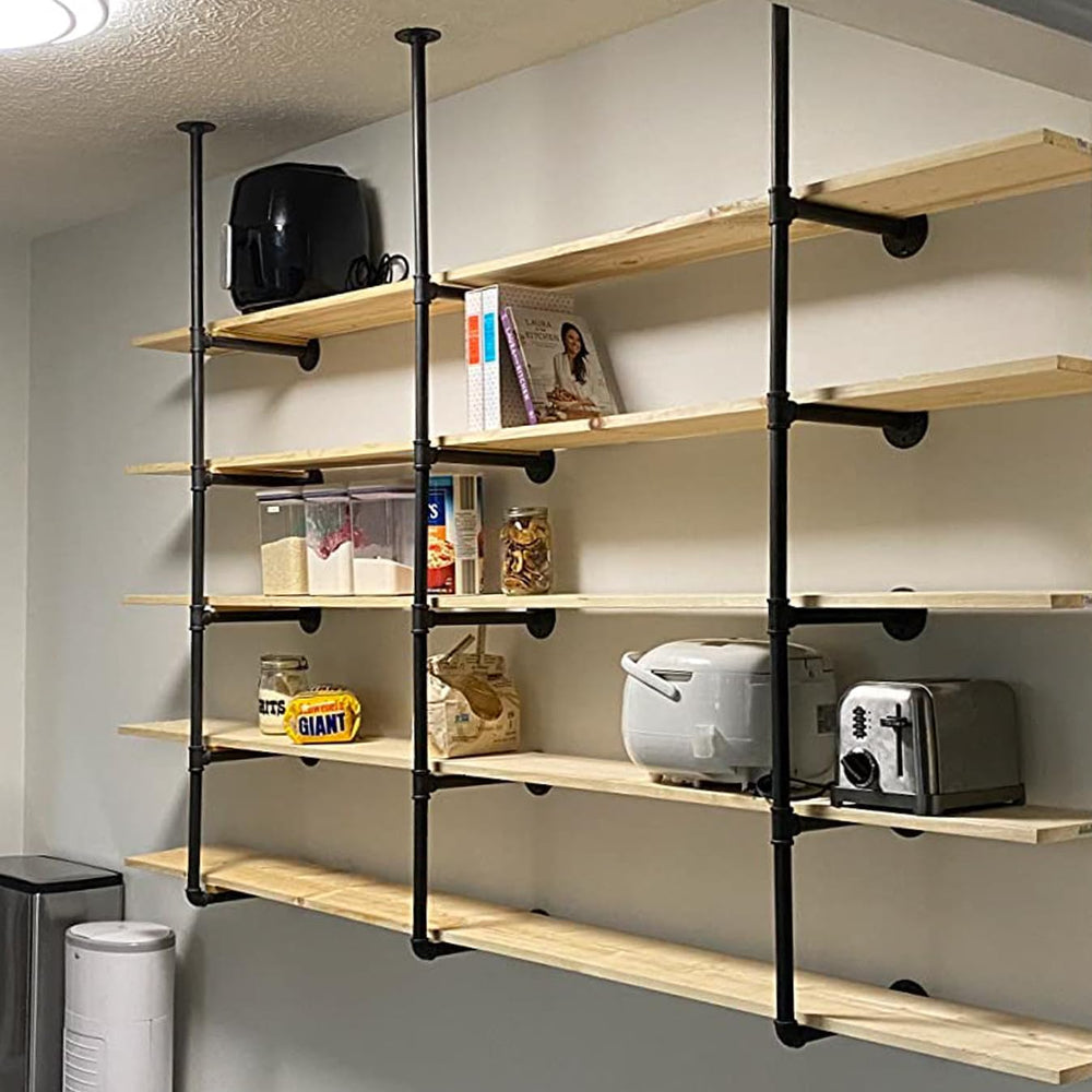 HITOMEN Industrial Iron Pipe Shelves, 2 Set 5-Tier 70.5" Tall 12" D...
