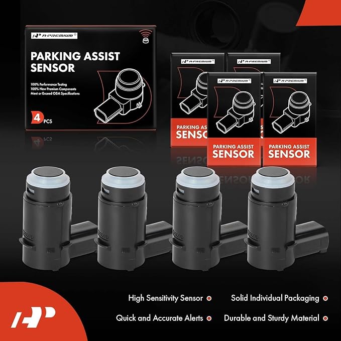 A-Premium 4-PC Rear PDC Reverse Backup Parking Aid Assist Sensor Compatible