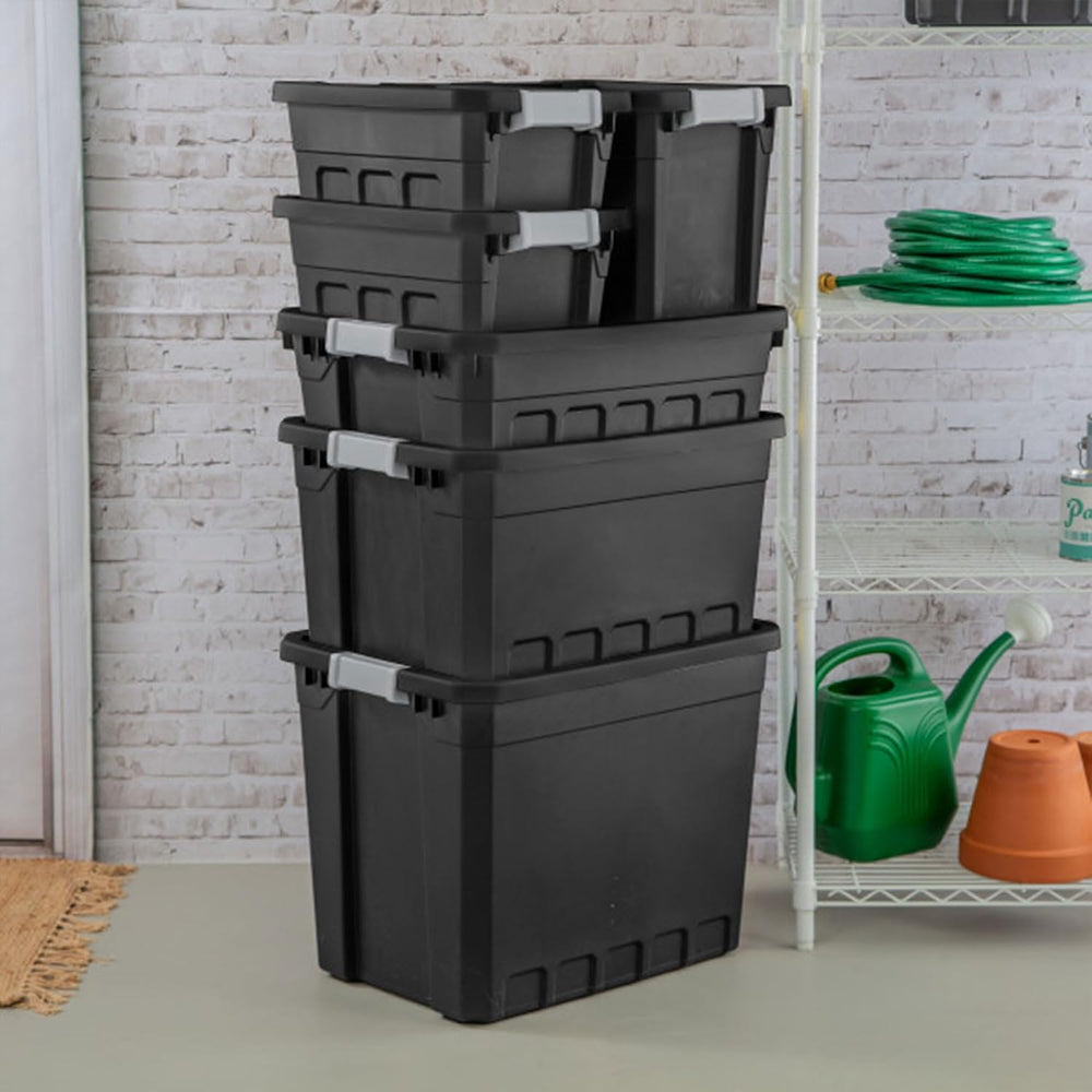 Sterilite Stacker Tote with Latching Lids for Garage, 4 Gallon, 6-Pack