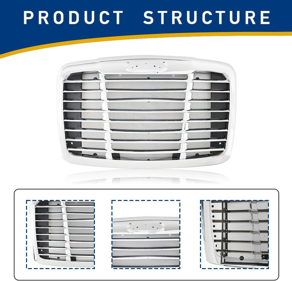 Front Hood Radiator Grille With Bug Screen Compatible With 2008-2017 Freightl...