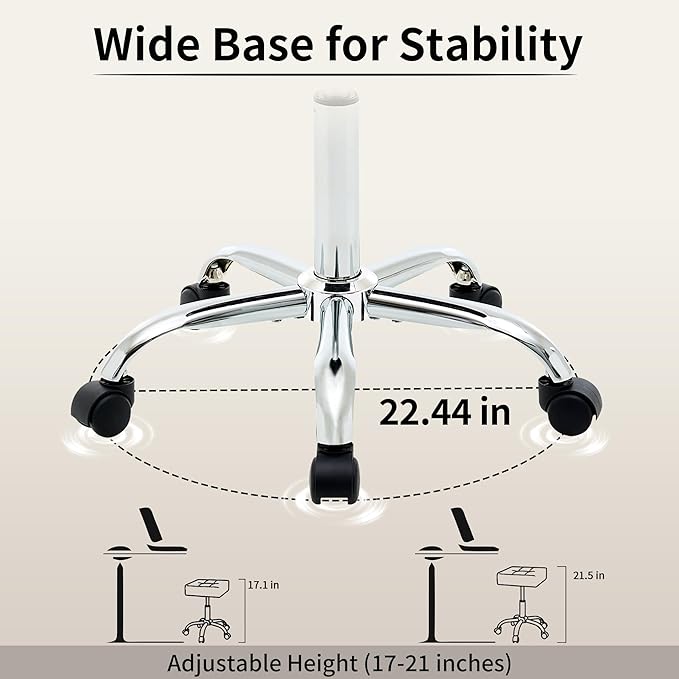 Rolling Stool Adjustable Height Multifunctional Nail Tattoo Vanity Massage Stool