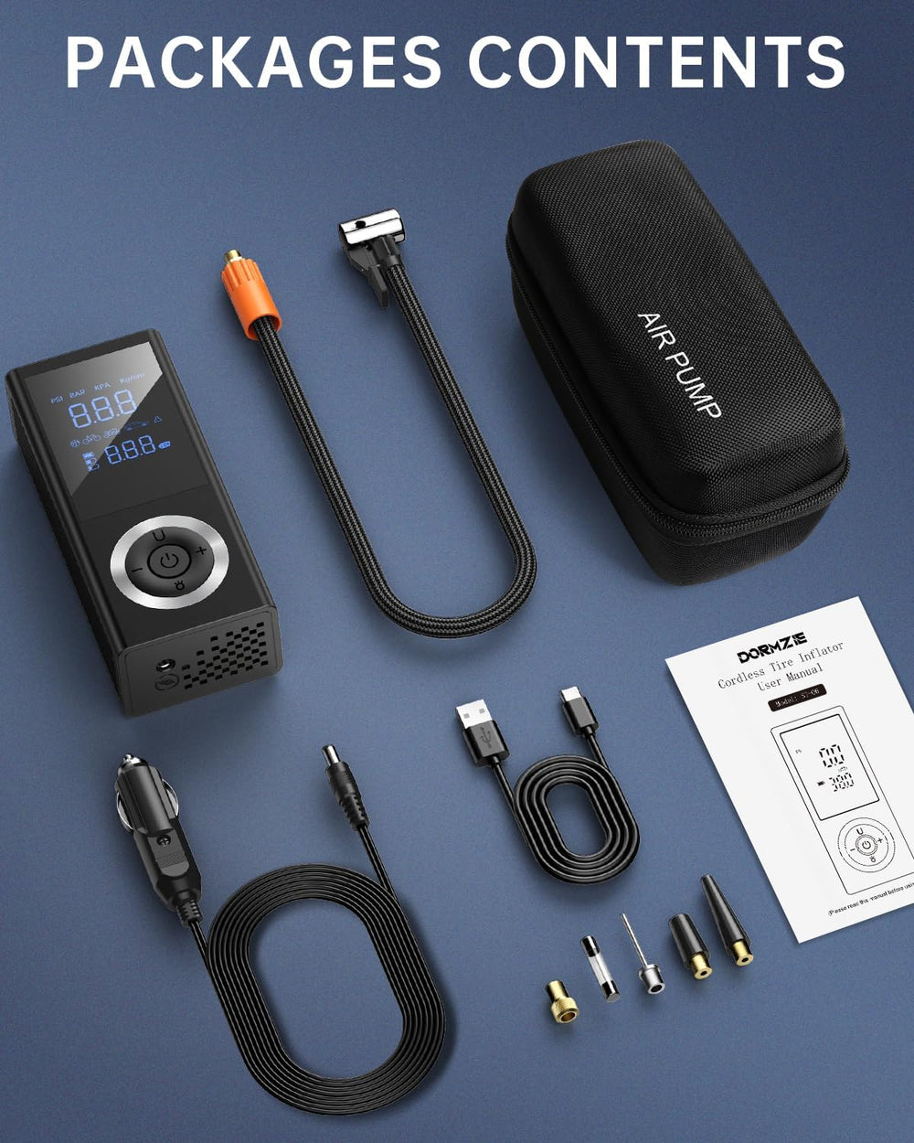 Tire Inflator Portable Air Compressor, 150 PSI Smart Air Pump with Digital Pr...