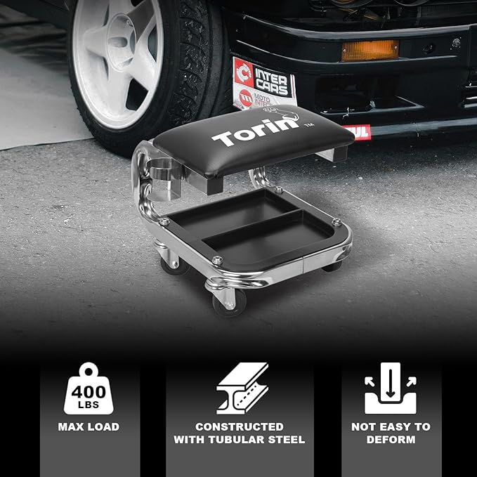 Torin AR7451B Heavy Duty Rolling Creeper Garage/Shop Seat: Padded Mechanic Stool