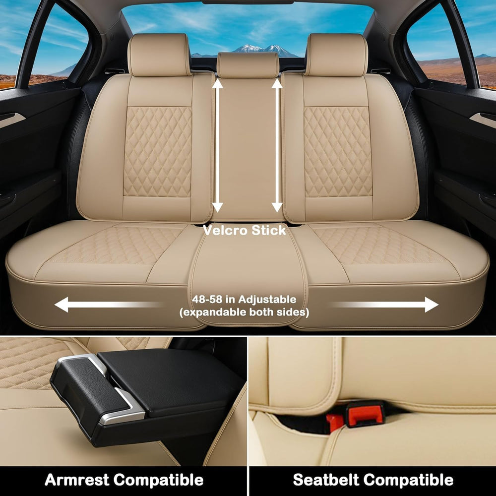 Coverado Nappa Leather Car Seat Covers Full Set, Luxury Waterproof Seat Prote...