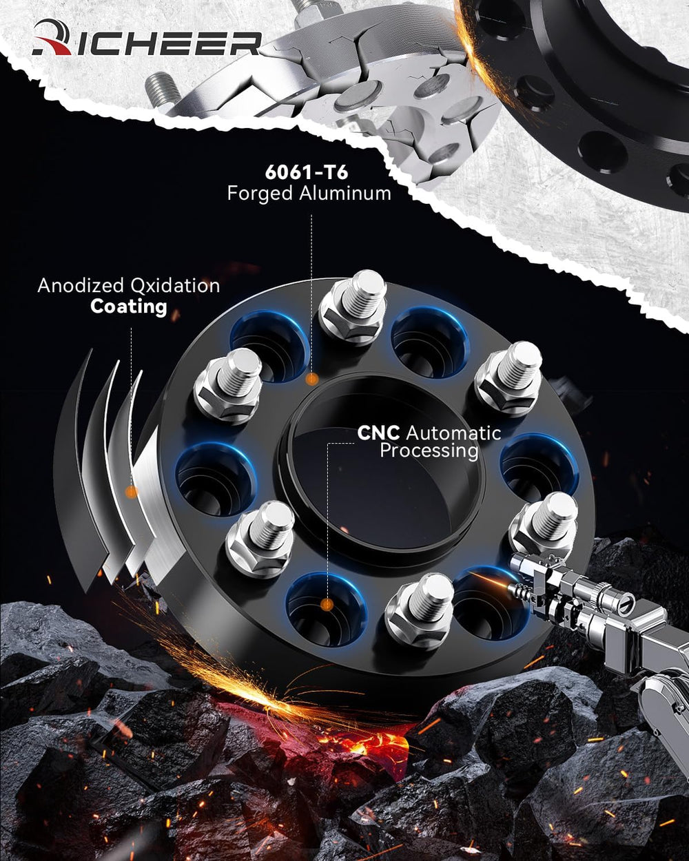 Richeer 2 inch 6x5.5 Hub Centric Wheel Spacers for 2024+ Tacoma Tundra Sequoi...