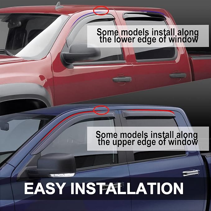 94459 Side Window Wind Deflector, Dark Smoke Window Visor fit