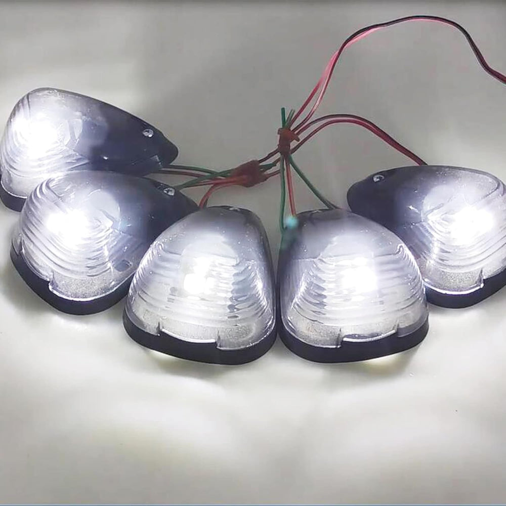5X Black Smoke Lens Cab Roof Marker Running Lamps w/White LED Lights Compatib...