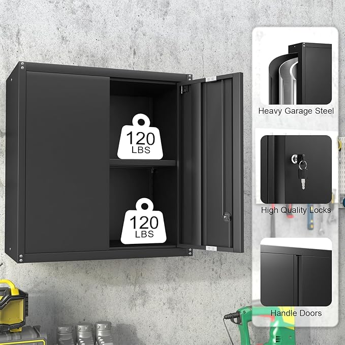 LUCYPAL Garage Storage Cabinet, 27.95" H Metal Wall Cabinets