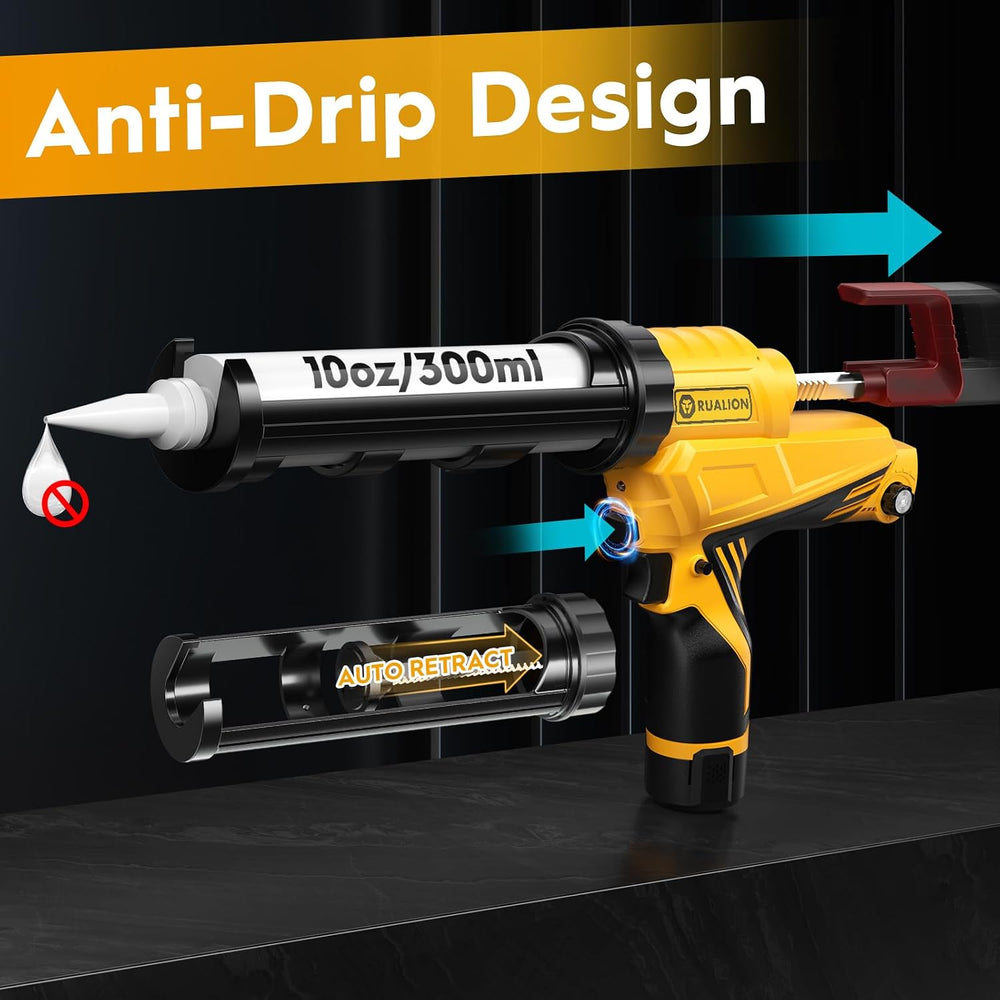 Electric Caulk Gun - Max 4000N Force, Variable Speed Cordless 1/10 Gallon (10...