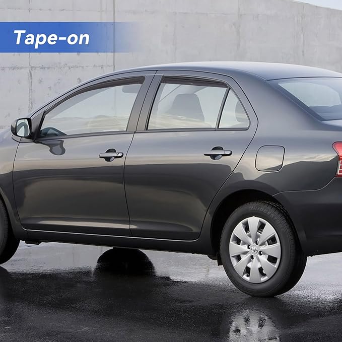 Window Visors Rain Guards for 2007-2013 Toyota Yaris Sedan, Out-Channel Window