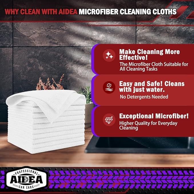 AIDEA Microfiber Cleaning Cloth White 150PK, Microfiber Towels