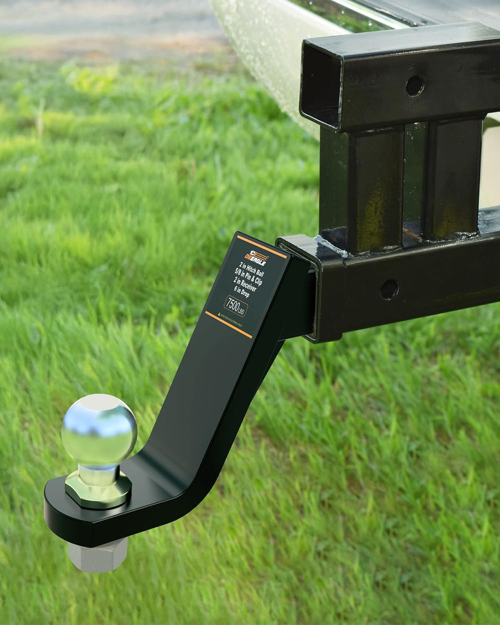 DEEAGLE 2 in Ball Hitch with Pin, Fits 2 in Receiver, 7500lbs, 6 in Drop