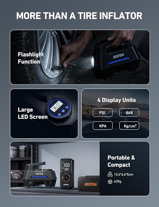 AstroAI Tire Inflator Portable Air Compressor Tire Air Pump