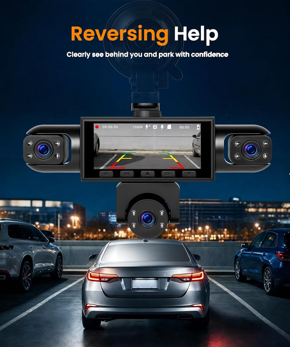 SIXWIN 360 Degree 1080P 5 Channel Dash Cam for Car with 10 Modes
