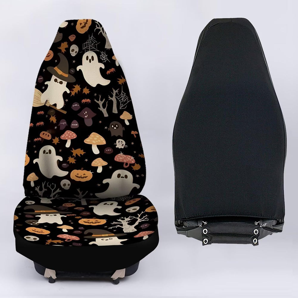 Cute Ghost with Mushroom Car Seat Covers, Universal Breathable Washable Car S...