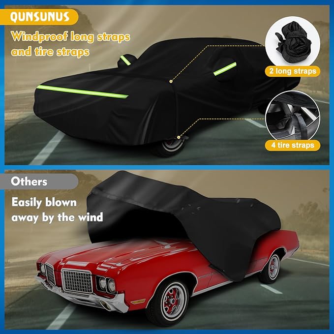 QUNSUNUS Waterproof Car Cover for Oldsmobile Cutlass 1966-1980/1988, Outdoor