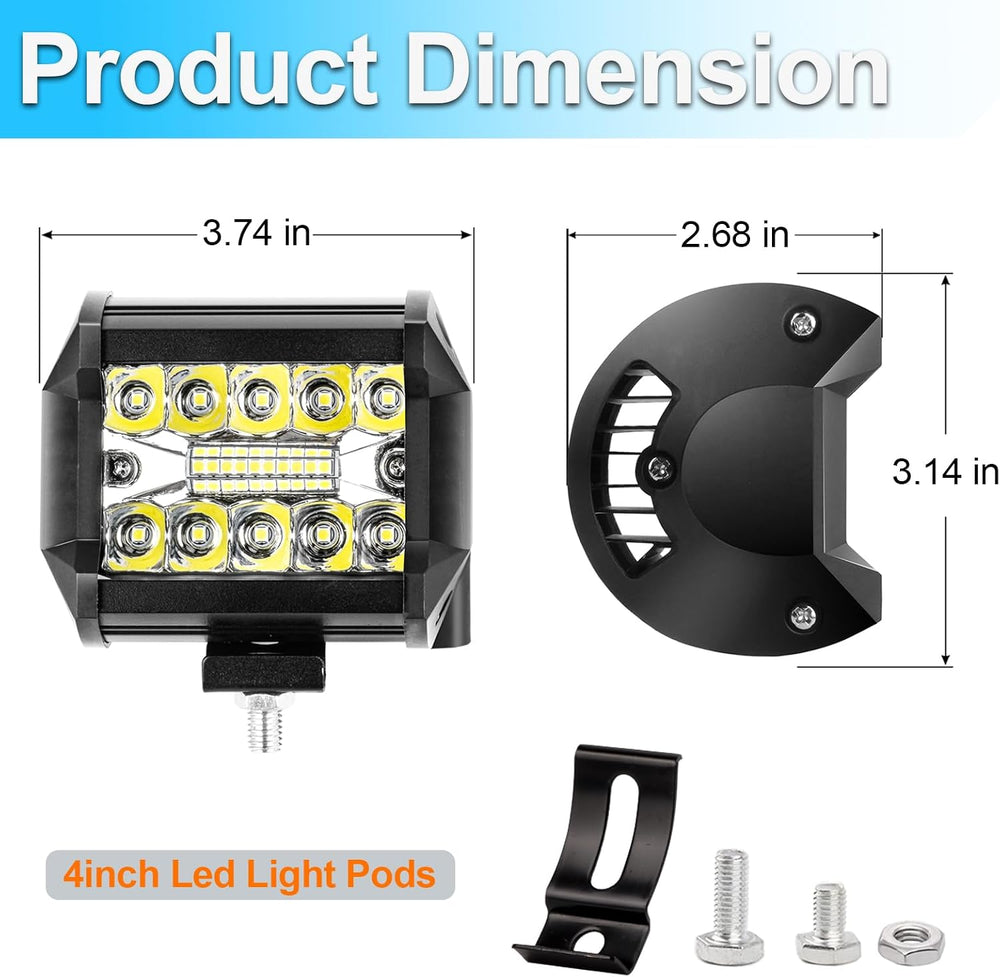 LIGBT 2Pcs 21 inch 204W LED Light Bar Kit with 4 Pods for Truck