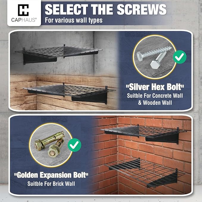 CAPHAUS 2-Pack Garage Shelving Wall Mounted 36x18 Inch, Heavy Duty Metal Wall