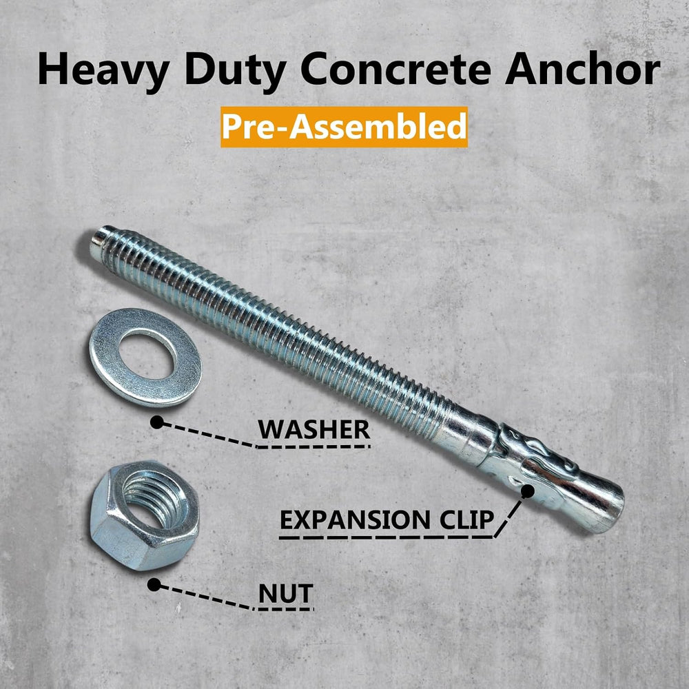 Party Animals 1/2 x 4-1/2 Inch Wedge Anchor, 50 PCs Zinc-Plated Industrial An...