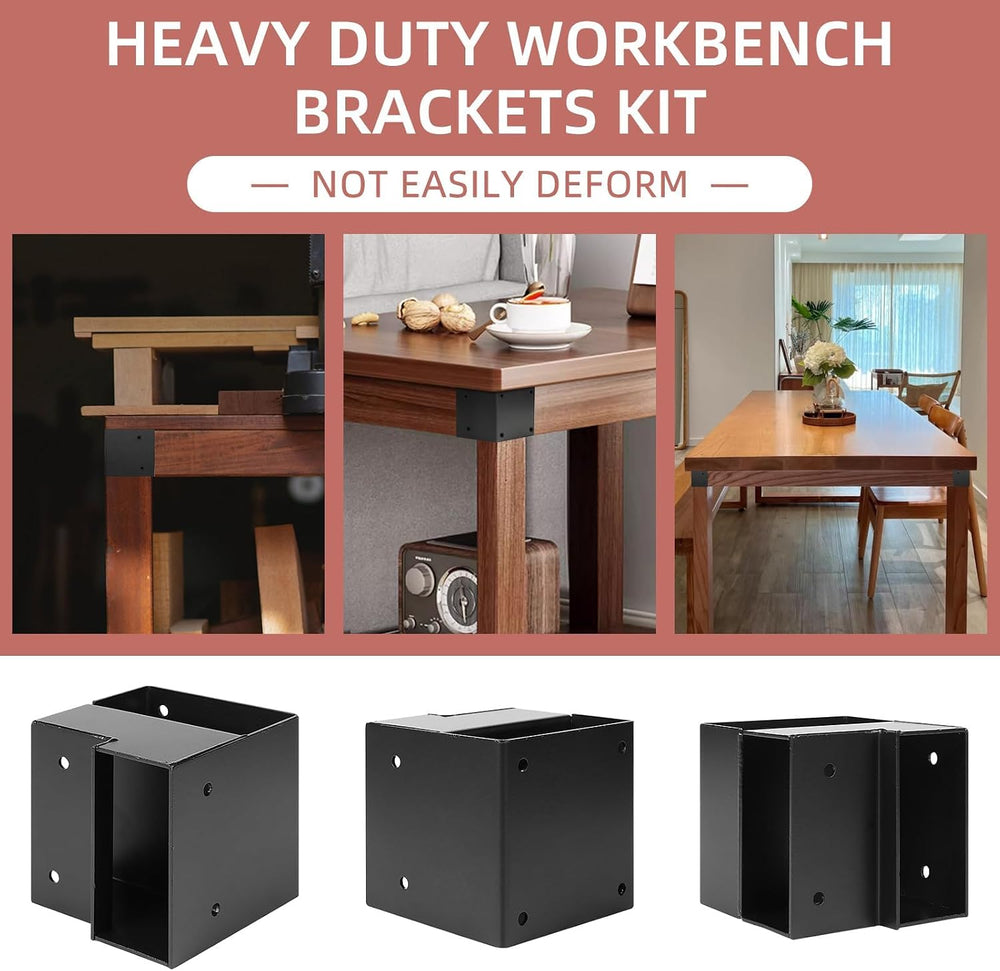 Workbench Bracket Kit, Heavy Duty Steel Workbench Kit for 2x4 (Actual 1.5&quo...