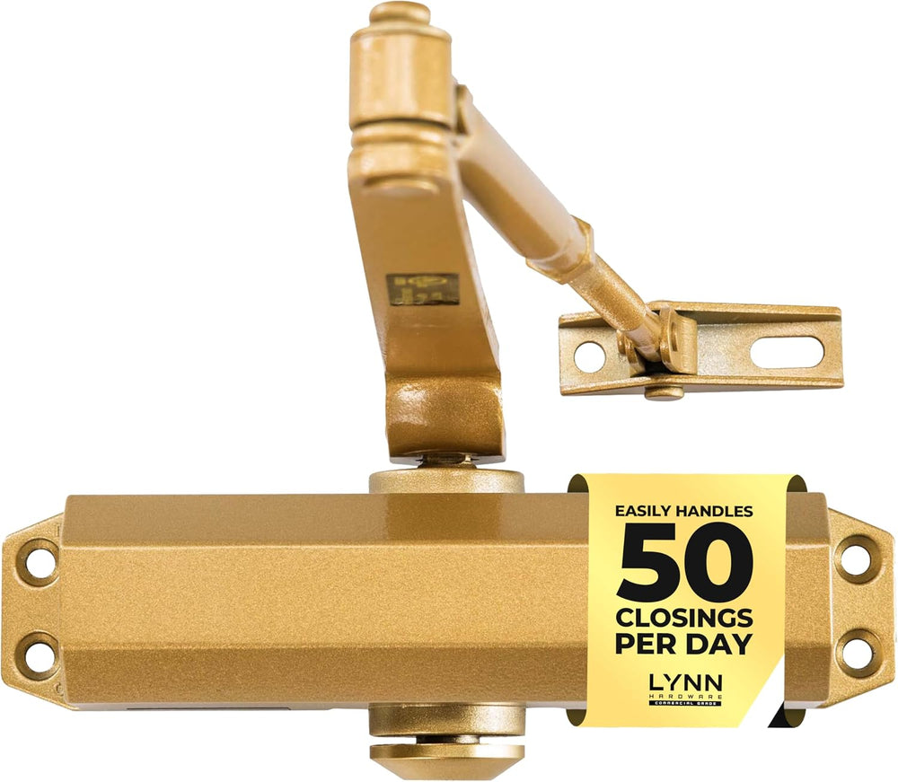 LYNN HARDWARE Light Duty Automatic Door Closer (Brass/Gold) - Highly Durable ...