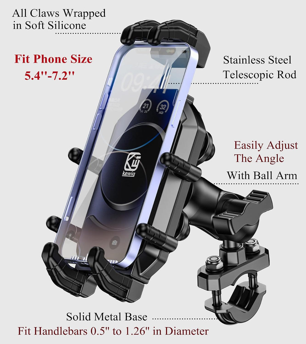 BRCOVAN Motorcycle Phone Mount Holder with Vibration Dampener & Secure Lock
