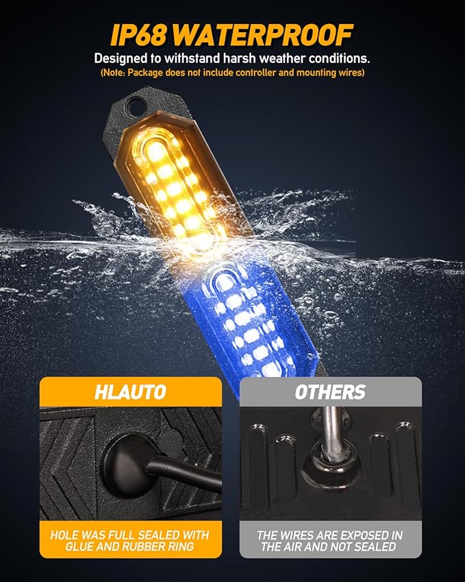 HLauto 1200T Emergency Strobe Grille Lights: 8pcs 12 LED Sync Feature Safety