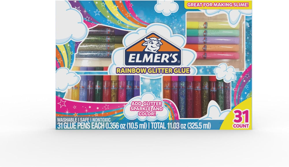 Elmer's Rainbow Glitter Glue Set, 31 Count (0.36oz Each) - Washable, Grea...