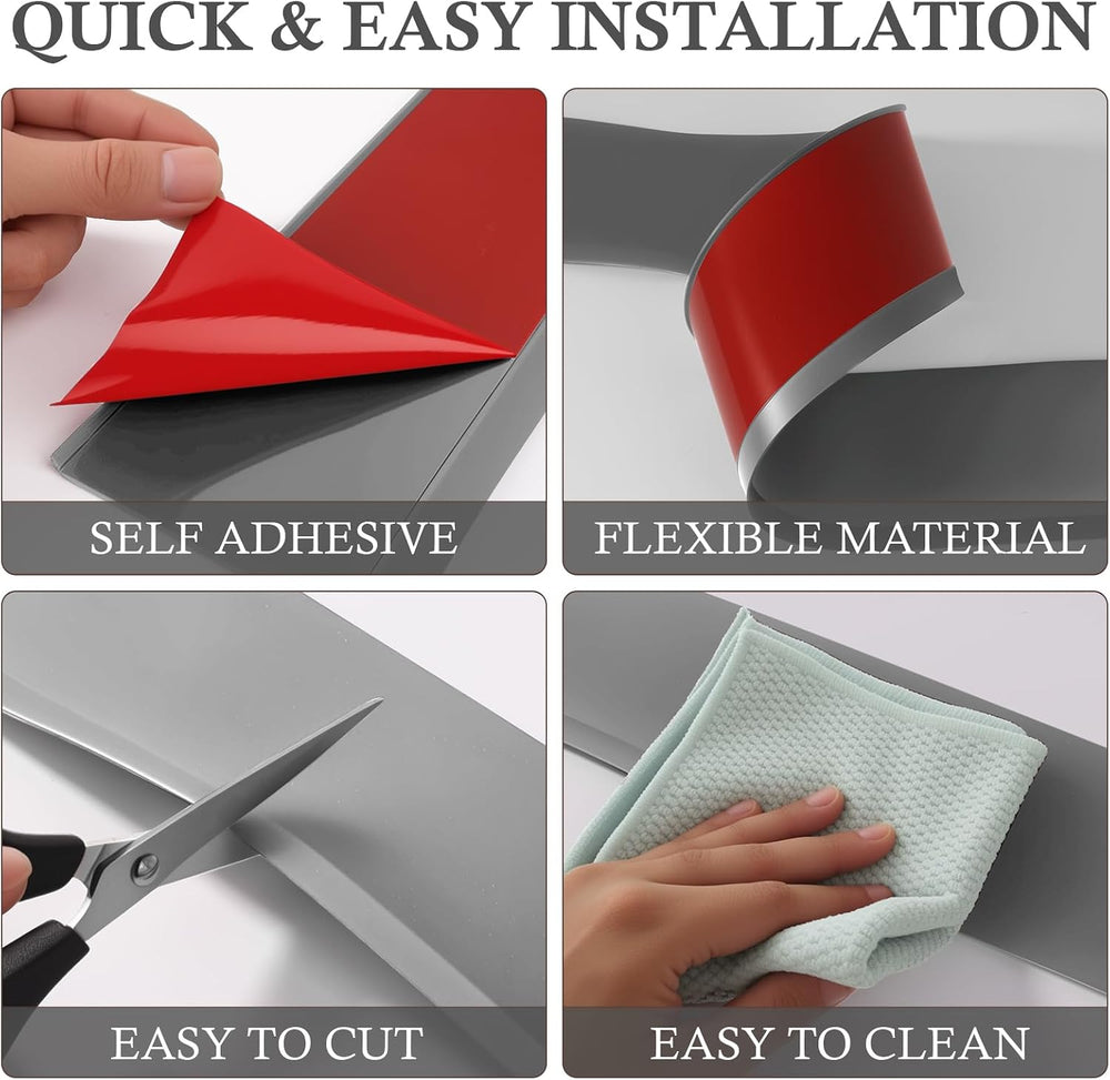 Peel and Stick Baseboard Trim 4" x 100 ft, Vinyl Baseboard Molding Gray