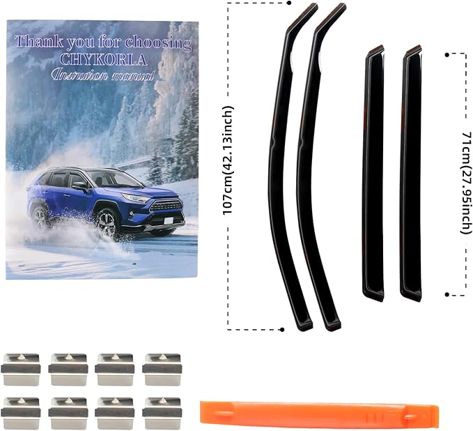 in Channel Rain Guards for 2021 2022 2023 2024 Nissan Rogue S, Smoke Tinted (...