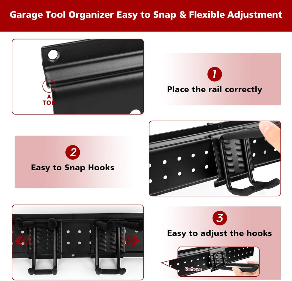 49.5"Garage Tool Organizer Wall Mount - 400 lbs Garden Tool Holder
