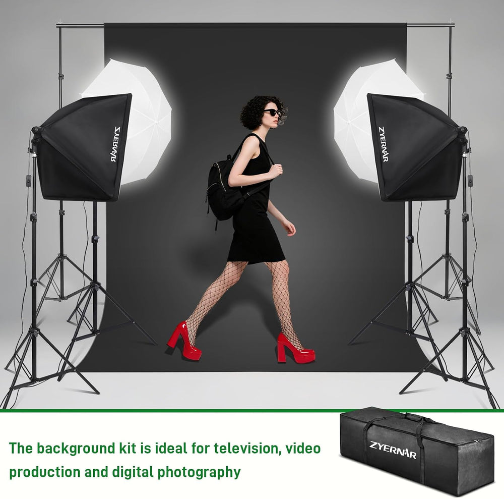Photography Lighting kit with Backdrops, 8.5x10ft Backdrop Stands, Zyernar LE...