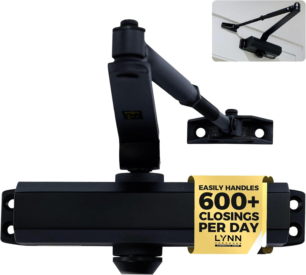 LYNN HARDWARE Medium Duty Automatic Door Closer - Durable Cast Aluminum
