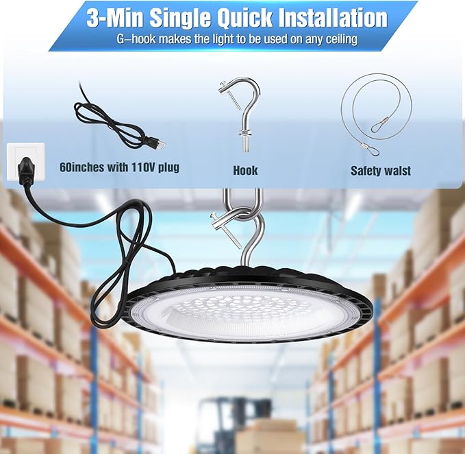 20 Pack 150W UFO Led High Bay Light Fixture, 5000K Daylight Commercial Shop Bay