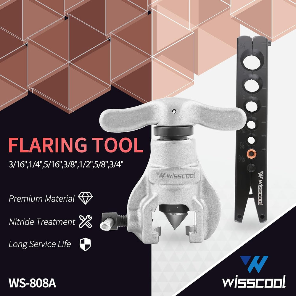 Wisscool HVAC Mini Split Flaring Tool Kit, 3/16"-3/4", 7 Sizes