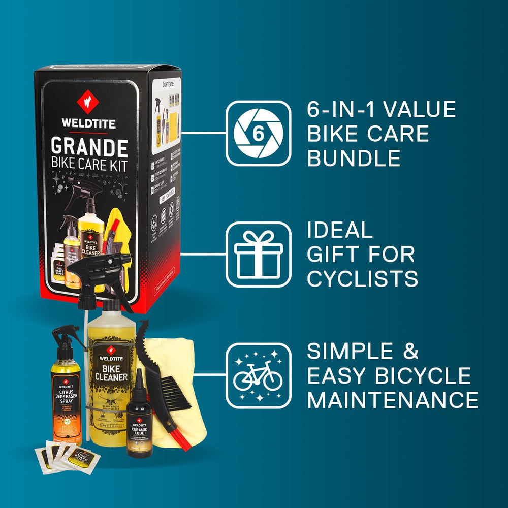 WELDTITE Grande 6-in-1 Bike Care Kit, Complete Cleaning & Maintenance Set