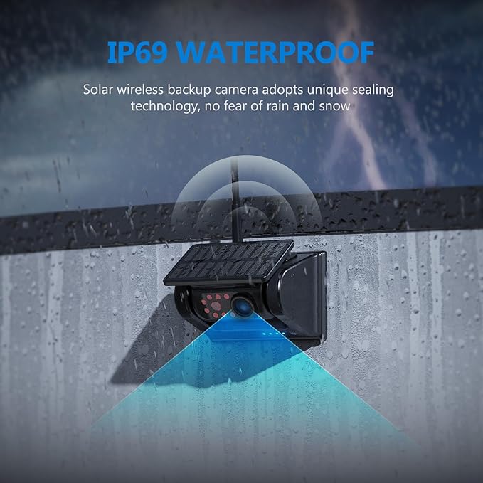 2 Magnetic Solar Wireless Backup Camera HD1080P 3 Mins DIY Installation DVR 7...