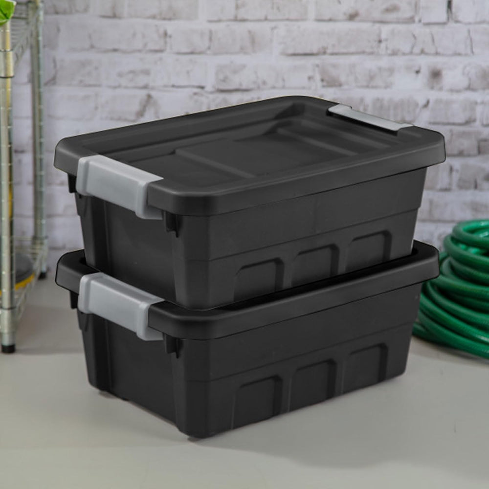 Sterilite Stacker Tote with Latching Lids for Garage, 4 Gallon, 6-Pack