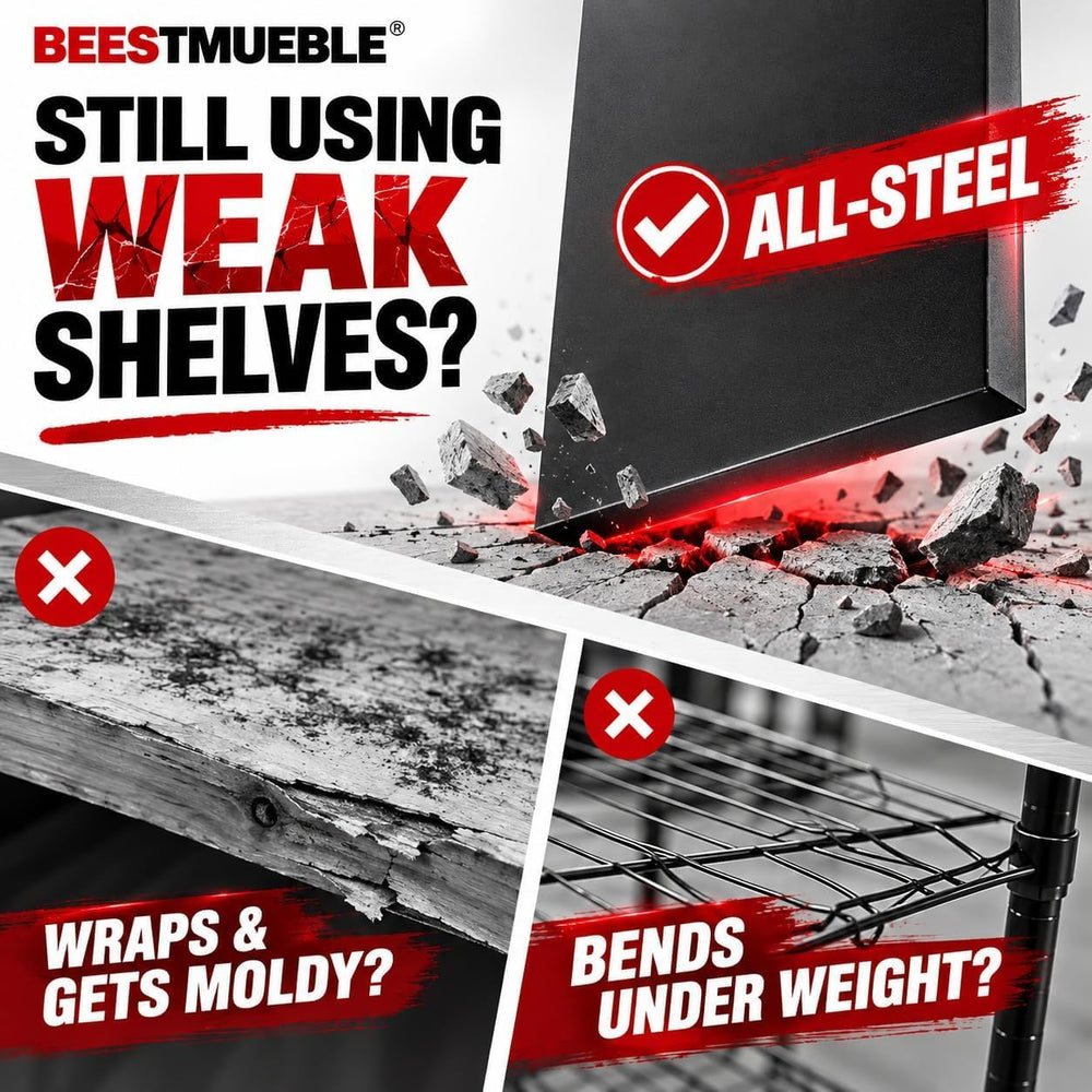 Garage Shelving, Heavy Duty Adjustable Metal Shelves with Anti-Tip Device