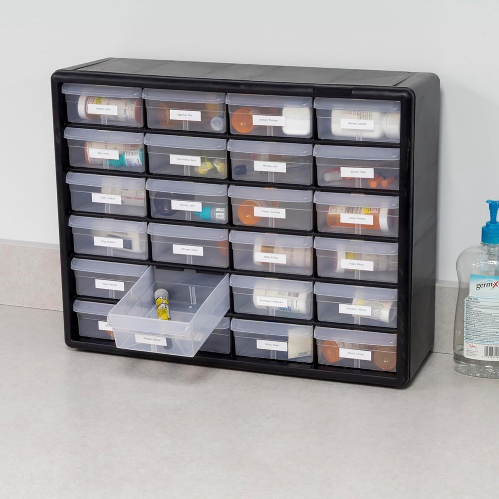 Akro-Mils 24-Drawer Plastic Storage Cabinet, 20" W x 6" D x 16"...