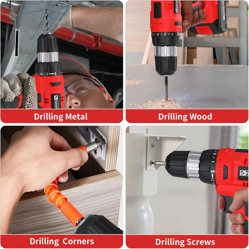 FADAKWALT Cordless Drill Set, 20V Electric Power Drill With Battery And Charg...