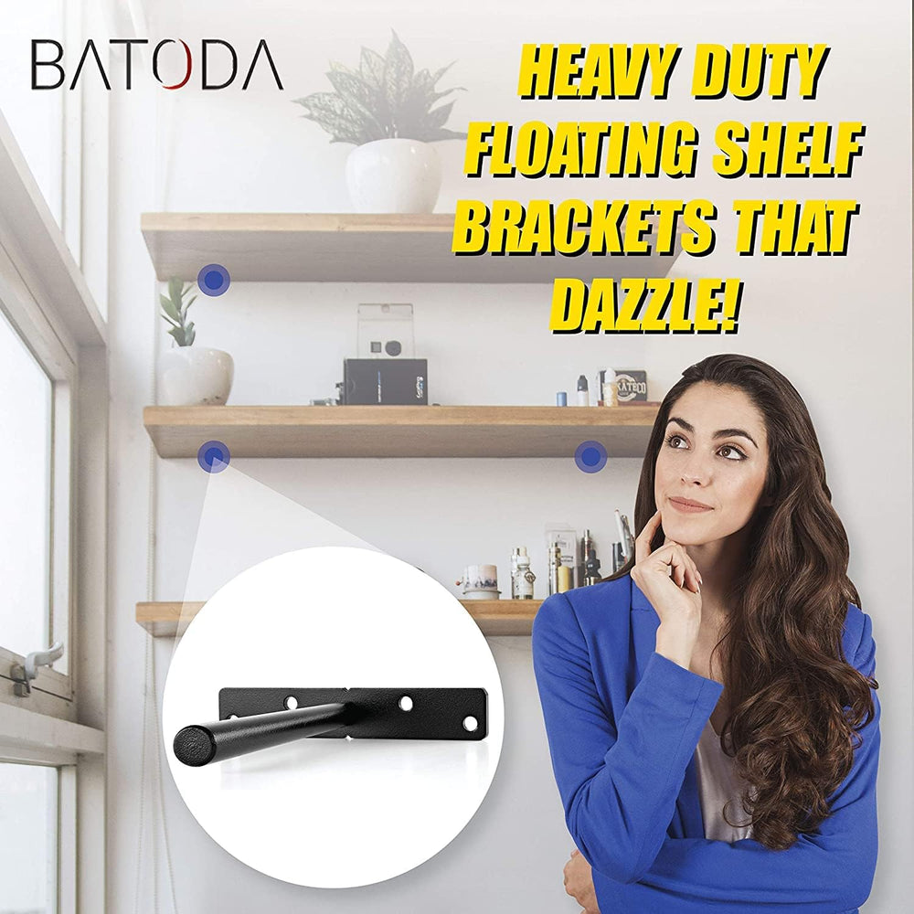 BATODA 6" Floating Shelf Bracket Heavy Duty (16 pcs) – Solid Steel Blind...
