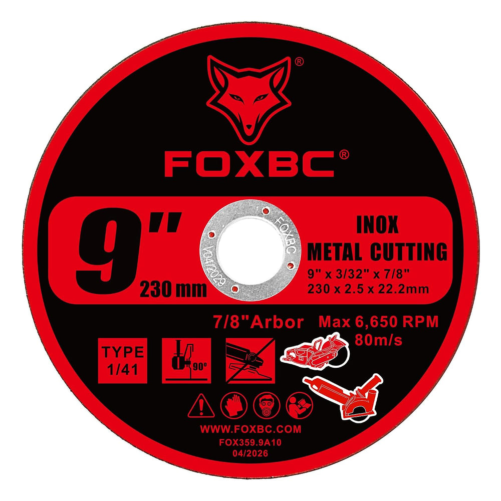 FOXBC 9 Inch Metal Cut-Off Wheel Discs, 9" x 3/32" x 7/8" - 10...