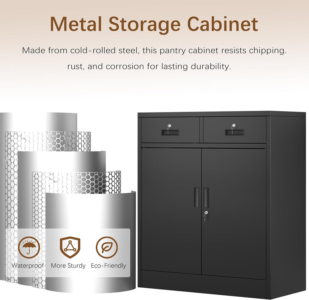 36" H Metal Storage Cabinet, Locking Storage Cabinet, Garage Storage Cab...