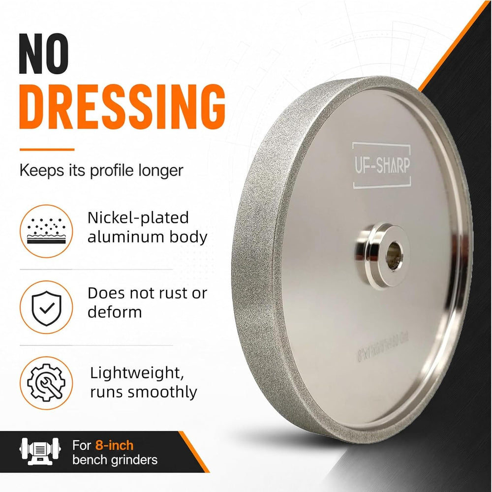CBN Grinding Wheel 8 inch 80 Grit,1" Wide, 5/8" Arbor