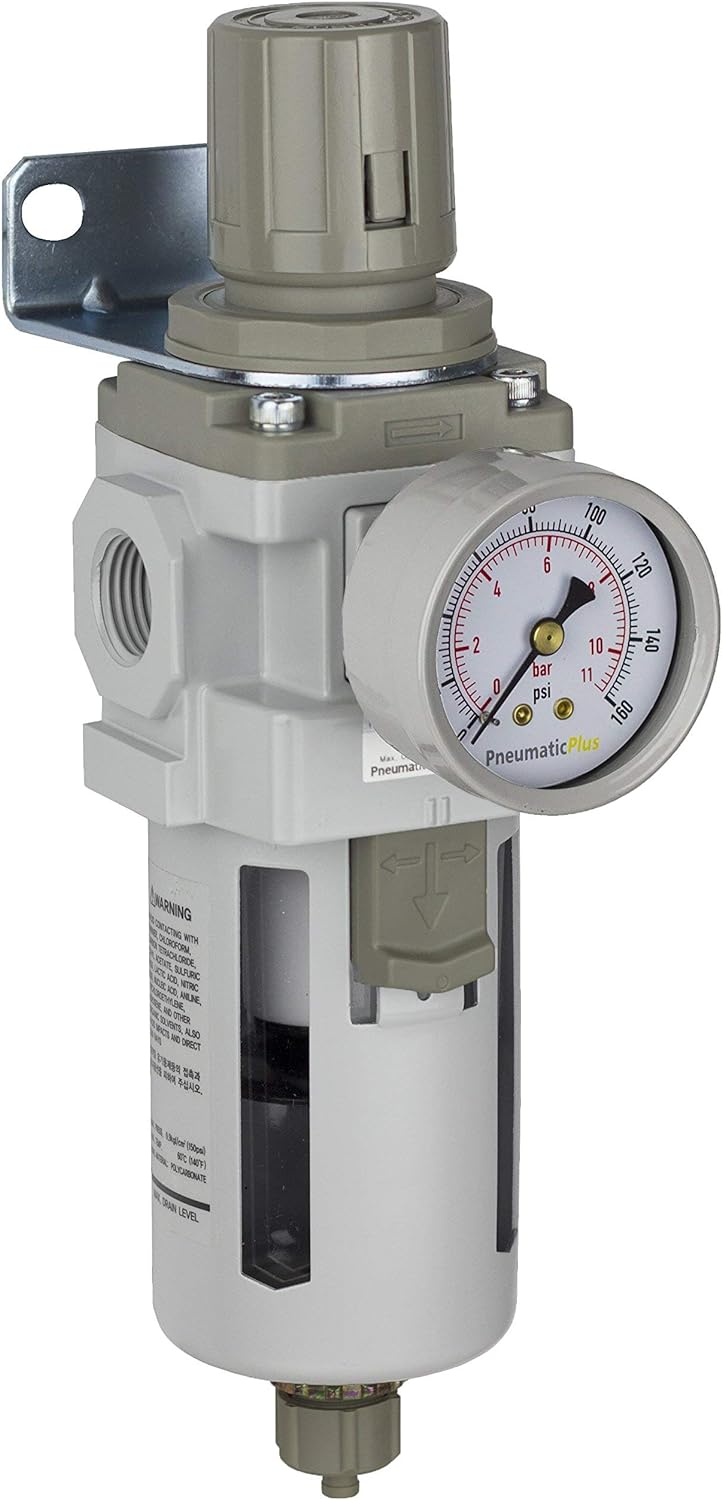 PneumaticPlus SAW400-N04BG Compressed Air Filter Regulator Piggyback Combo 1/...
