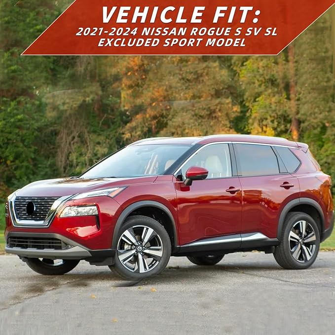 in Channel Rain Guards for 2021 2022 2023 2024 Nissan Rogue S, Smoke Tinted (...