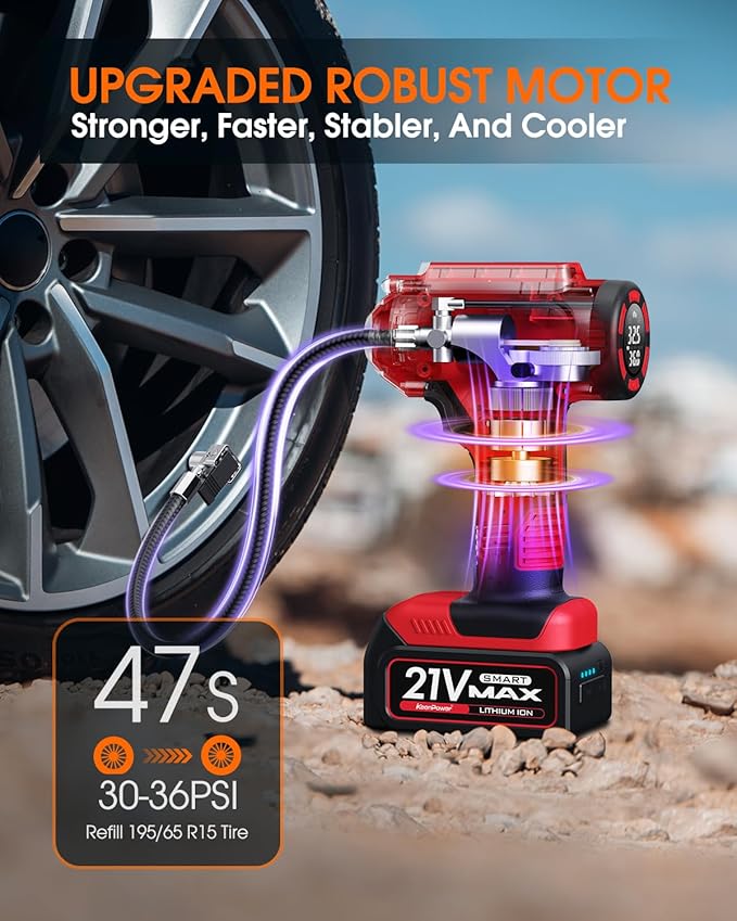 Cordless Tire Inflator Portable Air Compressor, 160PSI Car Tire Air Pump
